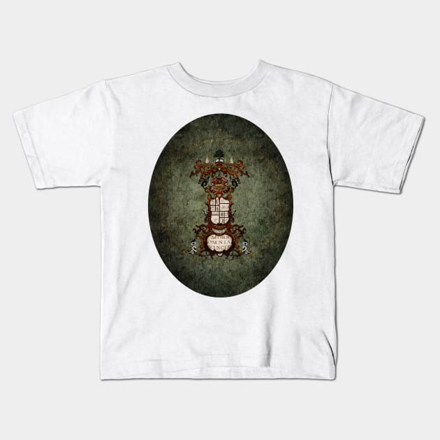 Dark Academia Gothic Family Crest Kids T-Shirt by penandbea